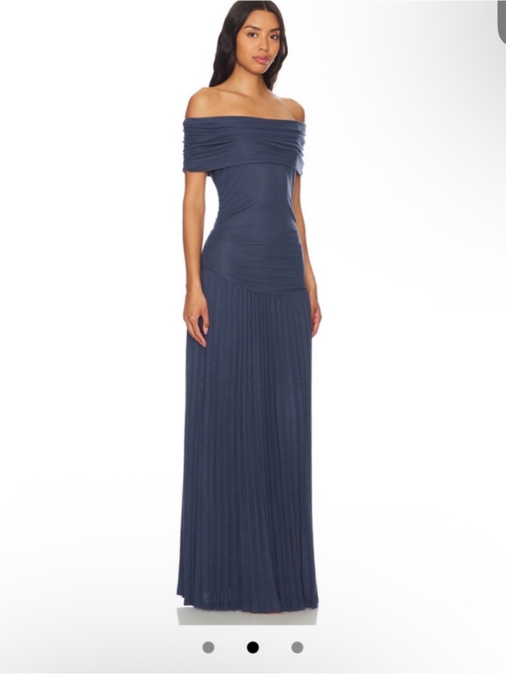 Lioness Navy One-Shoulder Pleated Maxi Dress